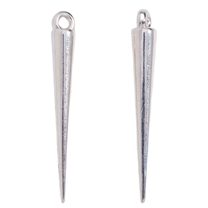 Polished silver CCB plastic spike cone charms with top loops for punk jewelry making