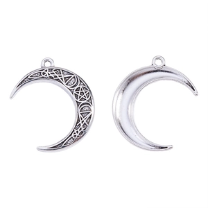 Antiek zilveren maansikkelhangers met Keltische knoop en pentagram voor DIY-sieraden