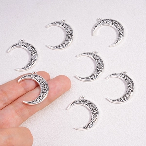 Antiek zilveren maanhangers met pentagram runen voor sieraden maken accessoires