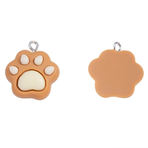 Resin cat paw pendant set for DIY jewelry making with front and back view details