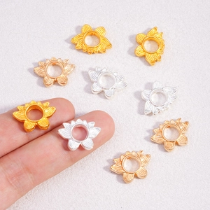 Perles fleur de lotus en alliage doré et argenté pour la création de bijoux DIY
