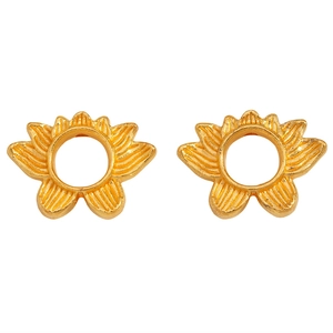 Paire de perles d'espacement lotus dorées en alliage avec texture radiale pour bijoux DIY