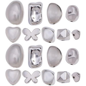 Polished silver CCB beads in heart, butterfly, and geometric shapes for DIY jewelry making
