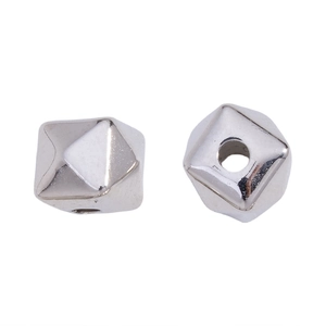 Detailed view of silver faceted geometric CCB spacer beads for DIY jewelry making
