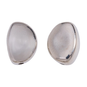Close-up of polished silver CCB irregular pebble-shaped beads for jewelry making