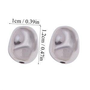 Macro view of silver CCB pebble spacer beads for DIY jewelry with size measurement