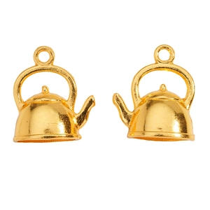 Paire de breloques théière en alliage plaqué or 24K pour la création de bijoux DIY
