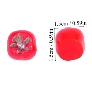 Colgantes de mini tomate de resina con anillo de metal, tamaño 1,5 cm para joyería DIY