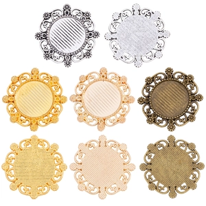 Vintage ronde legering hanger basis set in 4 kleuren voor DIY sieraden maken 15mm