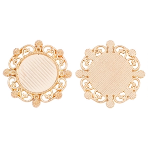 Macro detail van de legering zetting met vintage filigraan rand voor DIY sieraden