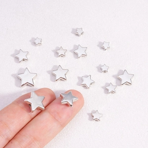 Polished silver star CCB beads for DIY jewelry making in various sizes and shapes