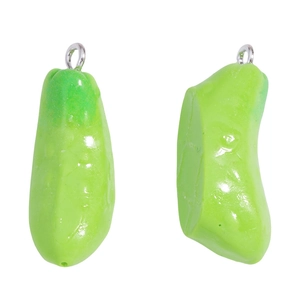 Colgantes realistas de resina de melón amargo verde con ganchos de plata para joyería DIY