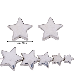 Macro detail of silver star CCB beads showing 1.4cm size for DIY jewelry making