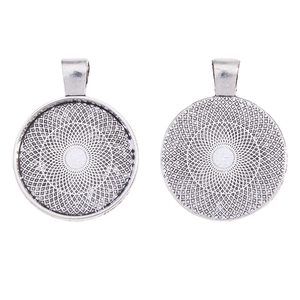 Lot de supports de pendentifs ronds en alliage argenté de 25 mm pour création de bijoux