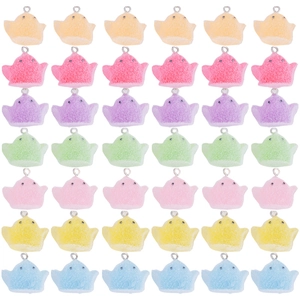 Cute Flocked Chick Pendant Resin Bird Shape Colorful DIY Jewelry Making Charms For Keychain Bracelet Necklace Accessory