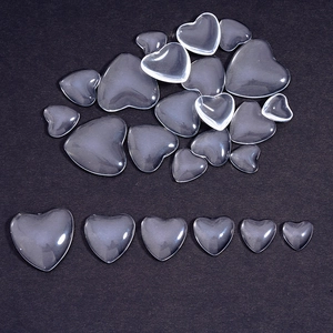 Cabujones de Vidrio Transparente en Forma de Corazón Parte Posterior Plana Azulejos de Vidrio para Fabricación de Joyas DIY Cuentas de Corazón