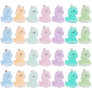 Pendentif en Résine Floconné Animal de Dessin Animé Charm Chat Chien Licorne Mignon pour Accessoires de Fabrication de Bijoux Porte-Clés DIY