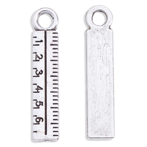 Silver alloy ruler pendant charms with 1-6 cm scale markings for DIY jewelry making