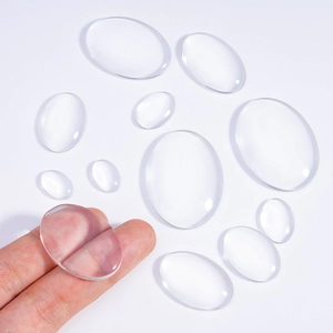 Clear oval glass cabochons for DIY jewelry making in various sizes for pendants