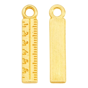 Detail showing golden alloy ruler pendant for DIY jewelry with 1-6 scale markings