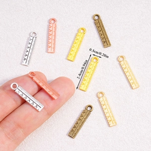 Mini alloy ruler pendant charms in four metallic colors for DIY jewelry making