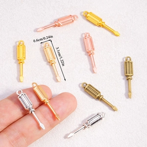 Mini screwdriver alloy pendants in four colors for DIY jewelry making accessories