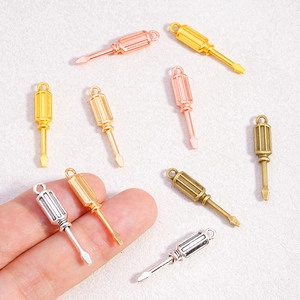 Mini screwdriver pendants in gold and silver finish for DIY jewelry making