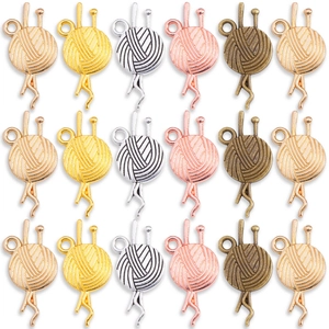 Vintage Alloy Yarn Ball With Knitting Needles Pendant For DIY Necklace Bracelet Jewelry Making Accessory Craft Charm