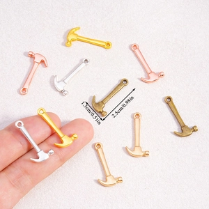 Alloy hammer pendant for DIY jewelry making in multiple metallic finishes, 25mm x 13mm size
