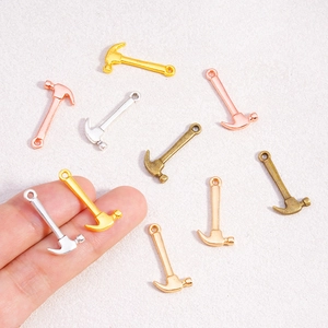 Miniature alloy hammer charms for DIY jewelry making in multiple metallic finishes