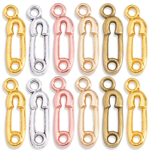 Set di 12 ciondoli a spilla da balia in colori metallici per creazione gioielli DIY