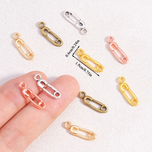 Ciondoli a spilla in lega per gioielli fai da te in oro e argento, 1.9cm x 0.6cm