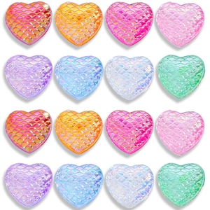Iridescent Heart Fish Scale Acrylic Flatback Cabochon Electroplated Mermaid Scale DIY Jewelry Accessories For Nail Art Phone Case Decoration
