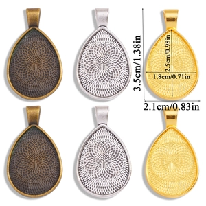 Bases de colgante gota de agua de aleación DIY en varios colores con textura rejilla