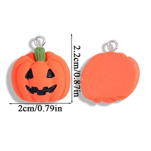 Detailed front and back view of resin Halloween pumpkin charm for DIY crafts