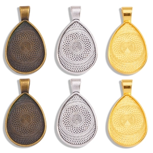 Set de bases de colgante de gota en bronce plata y oro para creación de joyas DIY