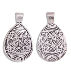 Base de colgante de gota en aleación de plata retro con patrón de mandala para joyería DIY