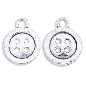 Antieke zilveren legering knophangers met vier gaten voor DIY sieraden en ambachtelijk werk