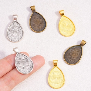 Bases de colgante gota de agua en oro, plata y bronce para creación de joyas DIY