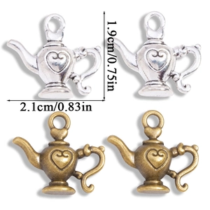 Retro teapot charms 19x21mm in antique silver and bronze for DIY jewelry making