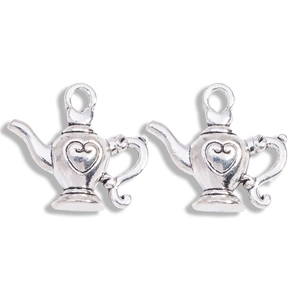 Vintage style teapot heart charms in silver alloy for DIY jewelry making accessories