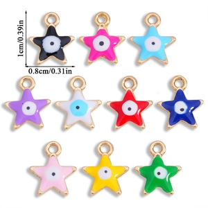 Star-shaped evil eye pendants in 10 colors for DIY jewelry making and crafting