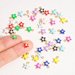 Colorful evil eye star charms with gold alloy base for DIY necklaces and earrings