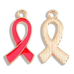 Ciondolo cuore nastro rosa in smalto per creazione gioielli sensibilizzazione cancro al seno