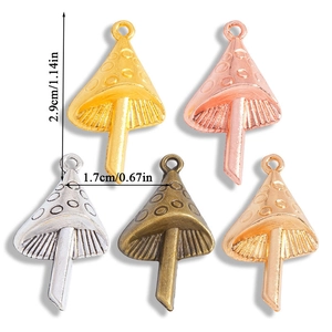 Set de dijes de hongo en aleación para collares DIY en cinco acabados metálicos distintos