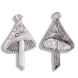 Colgantes de hongo en plata retro de aleación con textura de puntos para joyería DIY