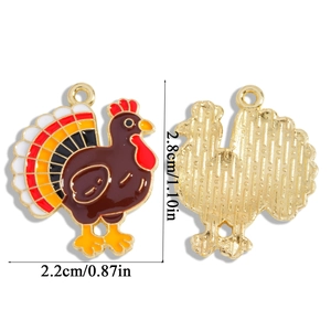 Colorful Thanksgiving turkey enamel charms for DIY jewelry making and keychains