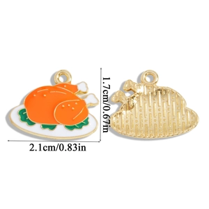 Enamel roasted turkey alloy charm for Thanksgiving jewelry making with size dimensions