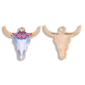 Etnische stijl Longhorn stierenkop metalen hangers met kleurrijke gedrukte patronen