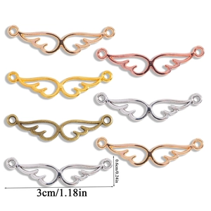 Hollow angel wing charms set in five metallic finishes for DIY jewelry making